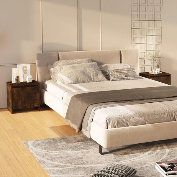 Comodini 2 Pezzi Rovere Fumé 45X34X44,5 Cm Materiale A Base Di Legno-image