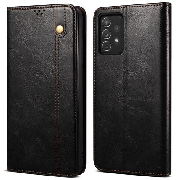 Custodia Per Samsung Galaxy A53 5G, Custodia In Pelle Flip Wallet Con Funzione Stand Nero-image