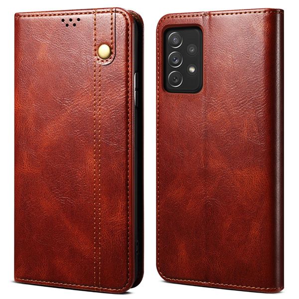 Custodia Per Samsung Galaxy A53 5G, Custodia In Pelle Flip Wallet Con Funzione Stand Rosso-image