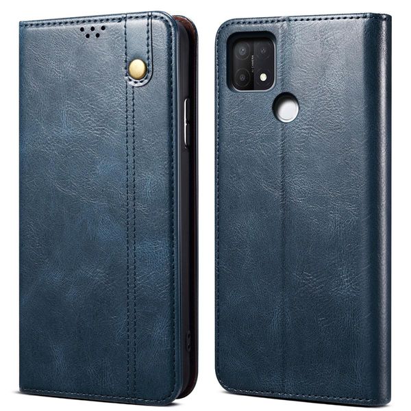 Custodia Per Oppo A35, Portafoglio In Pelle Flip Case Con Funzione Stand Blu-image