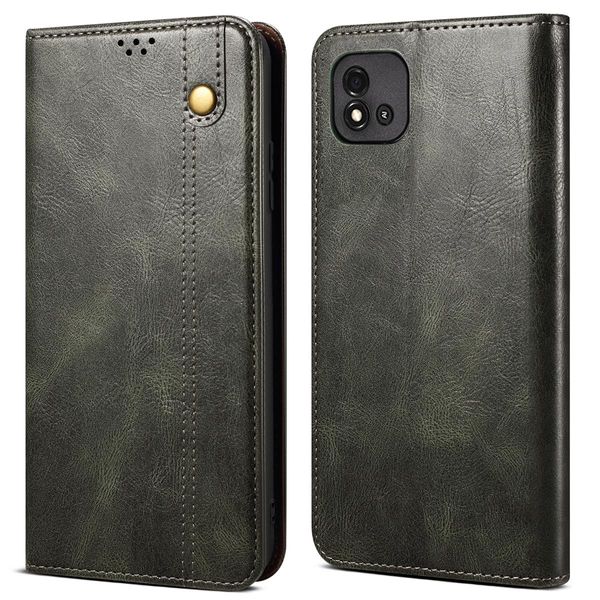 Custodia Per Oppo Realme C20, Portafoglio In Pelle Flip Case Con Funzione Stand Verde-image