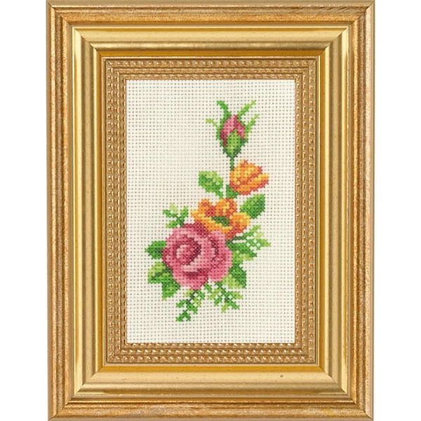 Set Per Punto Croce Permin "Rose E Fiori Gialli"", Schema Per Il Conteggio, 9X14Cm, 13-1135"-image