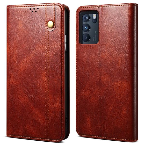 Custodia Per Oppo Reno6 4G, Portafoglio In Pelle Flip Case Con Funzione Stand Rosso-image