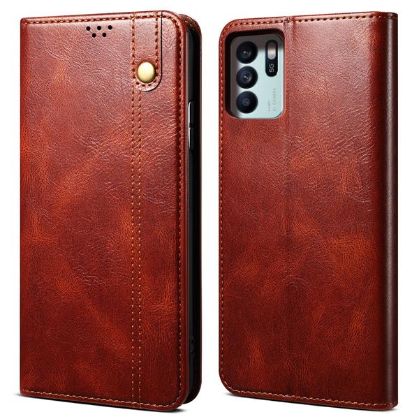 Custodia Per Oppo Reno6 Z, Portafoglio In Pelle Flip Case Con Funzione Stand Rosso-image