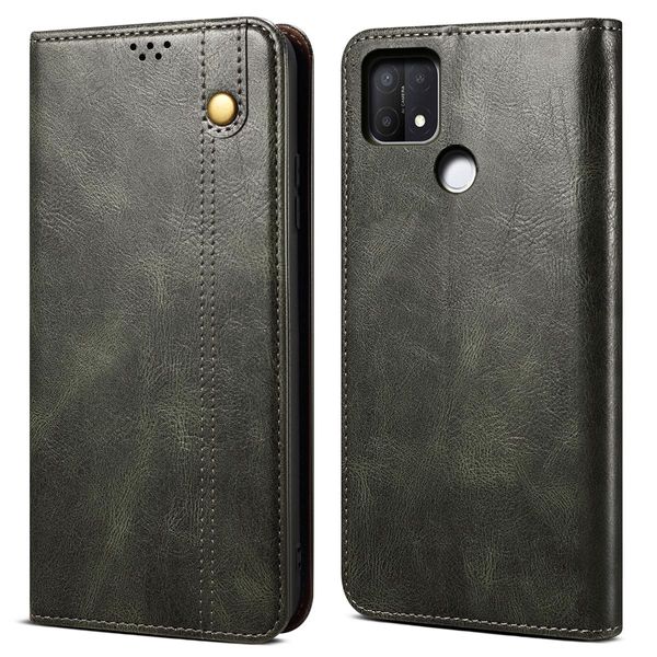 Custodia Per Oppo A35, Portafoglio In Pelle Flip Case Con Funzione Stand Verde-image