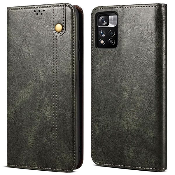Custodia Per Xiaomi Redmi Note 11, Portafoglio In Pelle Flip Case Con Funzione Stand Verde-image