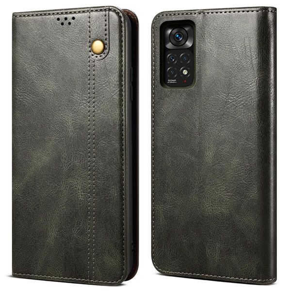 Custodia Per Xiaomi Redmi Note 11S, Portafoglio In Pelle Flip Case Con Funzione Stand Verde-image