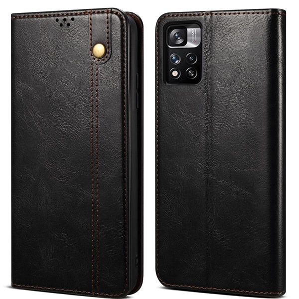 Custodia Per Xiaomi Redmi Note 11, Portafoglio In Pelle Flip Case Con Funzione Stand Nero-image