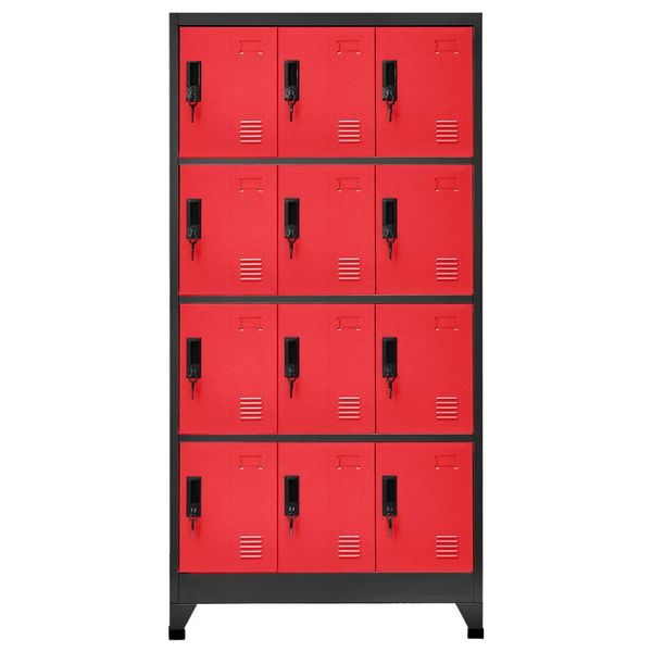 Vidaxl Armadio Spogliatoio Antracite E Rosso 90X45X180 Cm In Acciaio-image