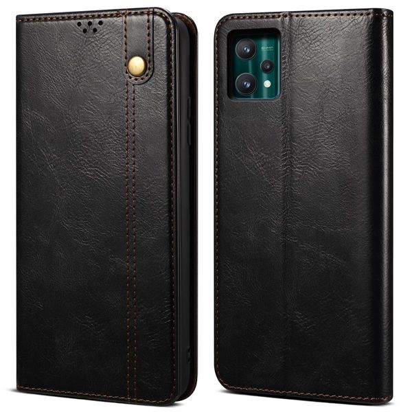 Custodia Per Oppo Realme 9 Pro+, Custodia In Pelle Flip Wallet Con Funzione Stand Nero-image