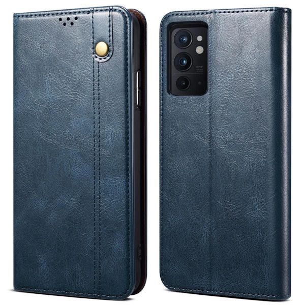 Custodia Per Oneplus 9RT 5G, Custodia In Pelle Flip Wallet Con Funzione Stand Blu-image