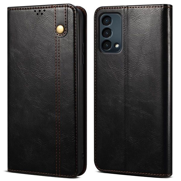 Custodia Per Oneplus Nord N200 5G, Custodia In Pelle Flip Wallet Con Funzione Stand Nero-image