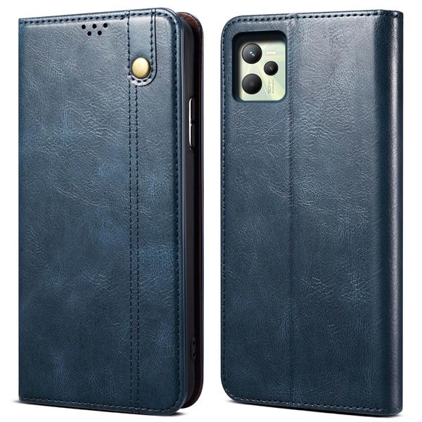 Custodia Per Oppo Realme C35, Custodia Flip In Pelle Con Funzione Stand Blu-image