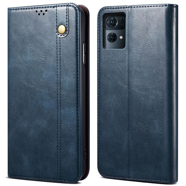 Custodia Per Oppo Reno7 Pro 5G, Custodia Flip In Pelle Con Funzione Stand Blu-image