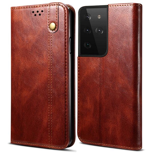 Custodia Per Samsung Galaxy S22 Ultra 5G, Custodia In Pelle Flip Wallet Con Funzione Stand Rosso-image