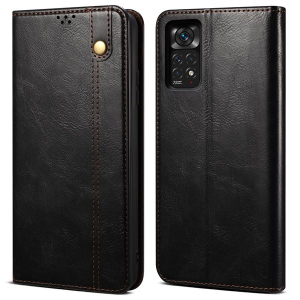 Custodia Per Xiaomi Redmi Note 11S, Portafoglio In Pelle Flip Case Con Funzione Stand Nero-image