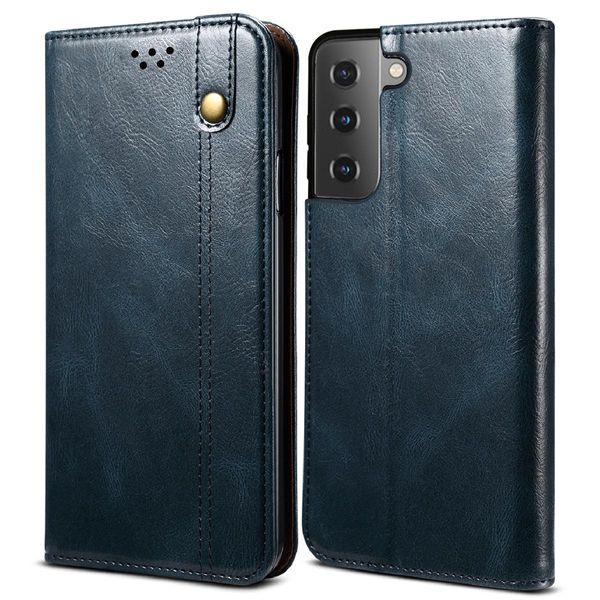 Custodia Per Samsung Galaxy S22 Plus 5G, Custodia In Pelle Flip Wallet Con Funzione Stand Blu-image