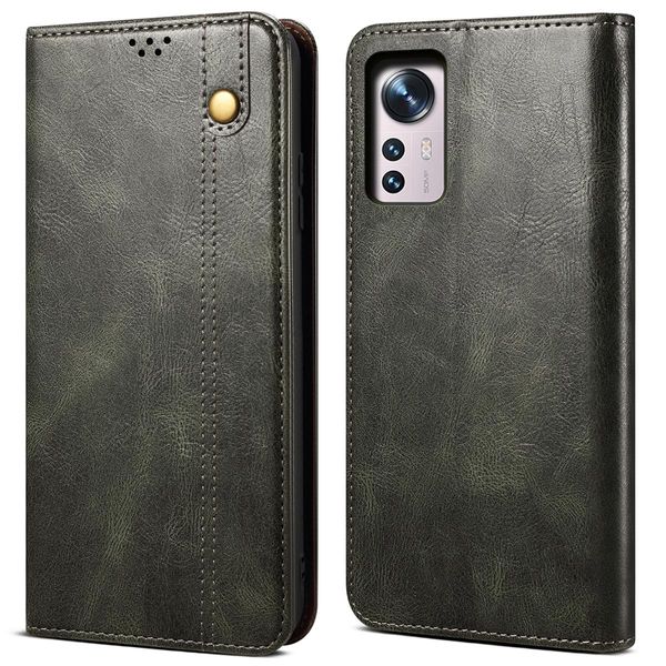 Custodia Per Xiaomi 12 Pro, Custodia In Pelle Flip Wallet Con Funzione Stand Verde-image