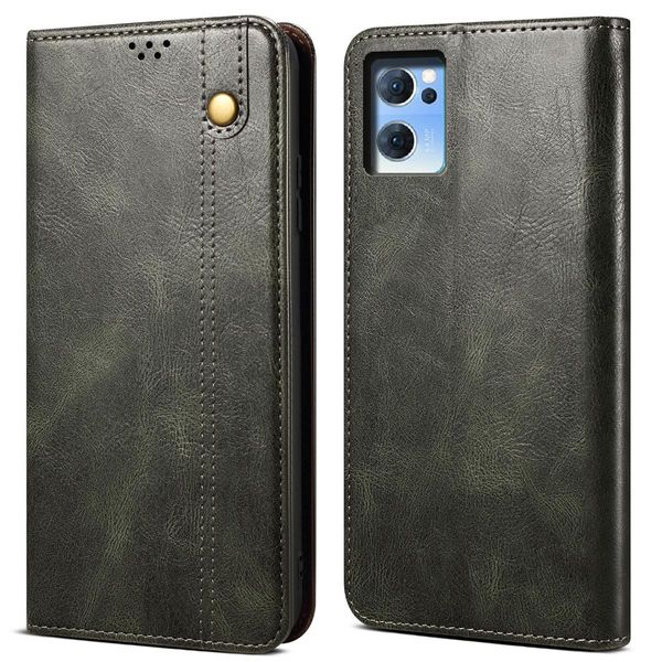 Custodia Per Oppo Reno7 5G, Portafoglio In Pelle Flip Case Con Funzione Stand Verde-image