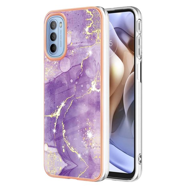 Custodia Per Motorola Moto G31 / G41, Sottile Marmo Antiurto Custodia Morbida Tpu Paraurti Viola-image