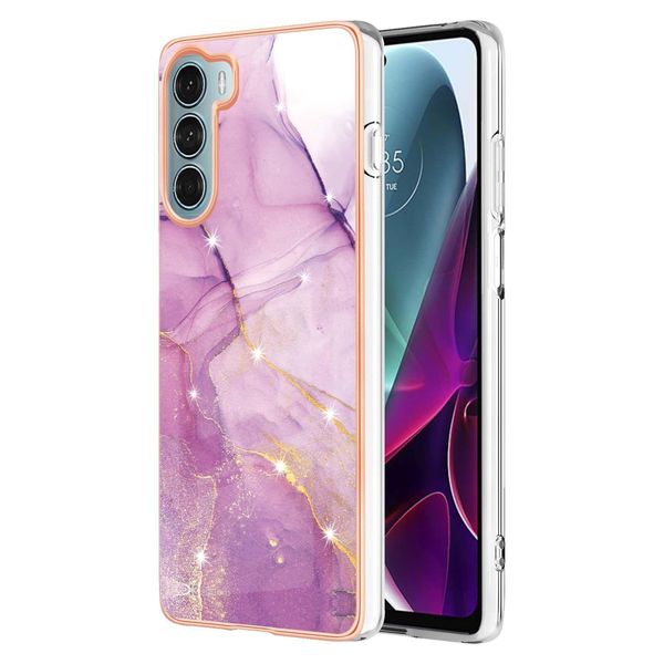 Custodia Per Motorola Moto G200, Sottile Marmo Antiurto Morbido Tpu Paraurti Rosa-image