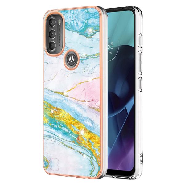 Custodia Per Motorola Moto G71 5G, Sottile Marmo Antiurto Morbido Tpu Custodia Paraurti Oro-image
