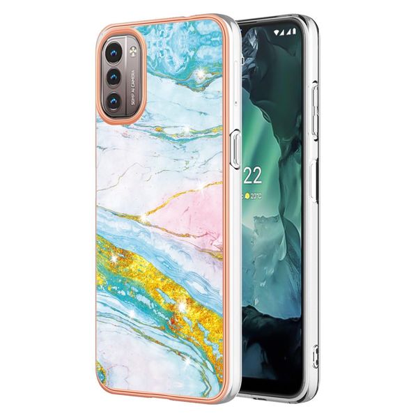 Custodia Per Nokia G21 / G11, Sottile Marmo Antiurto Morbido Tpu Custodia Paraurti Oro-image
