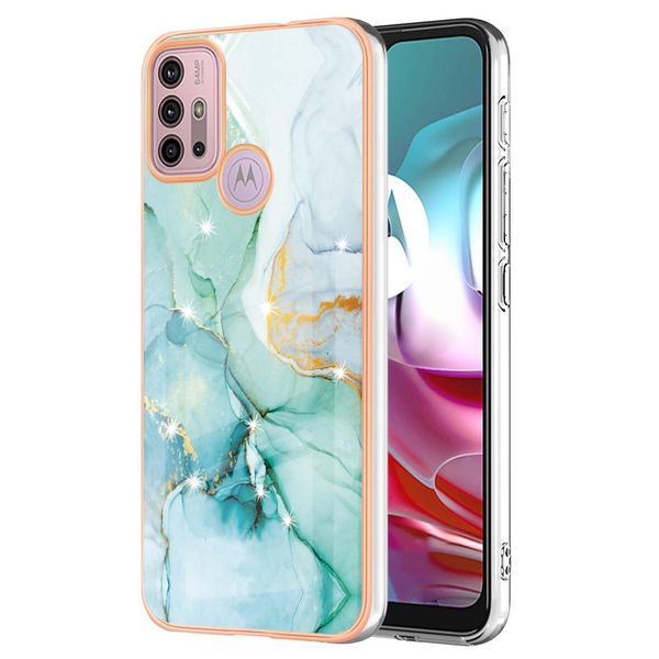 Custodia Per Motorola Moto G30 / G20 / G10 / G10 Power, Sottile Marmo Antiurto Morbido Tpu Custodia Paraurti Verde-image