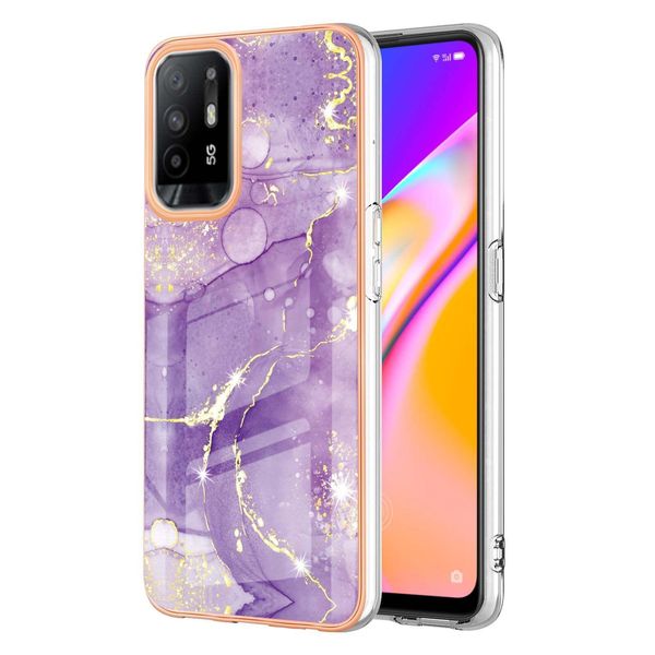 Custodia Per Oppo A94 5G, Sottile Marmo Antiurto Custodia Morbida Tpu Paraurti Viola-image