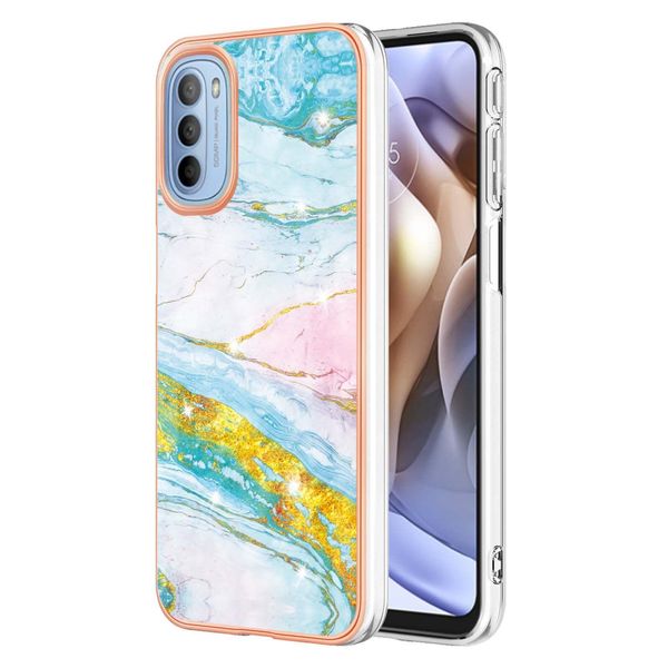 Custodia Per Motorola Moto G31 / G41, Sottile Marmo Antiurto Custodia Morbida Tpu Paraurti Oro-image