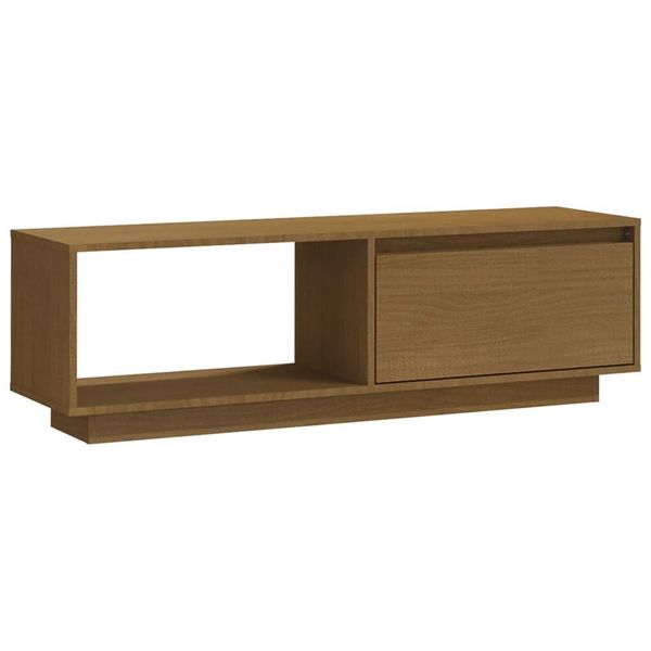Mobile Tv Marrone Miele 110X30X33,5 Cm In Legno Di Pino Massiccio-image