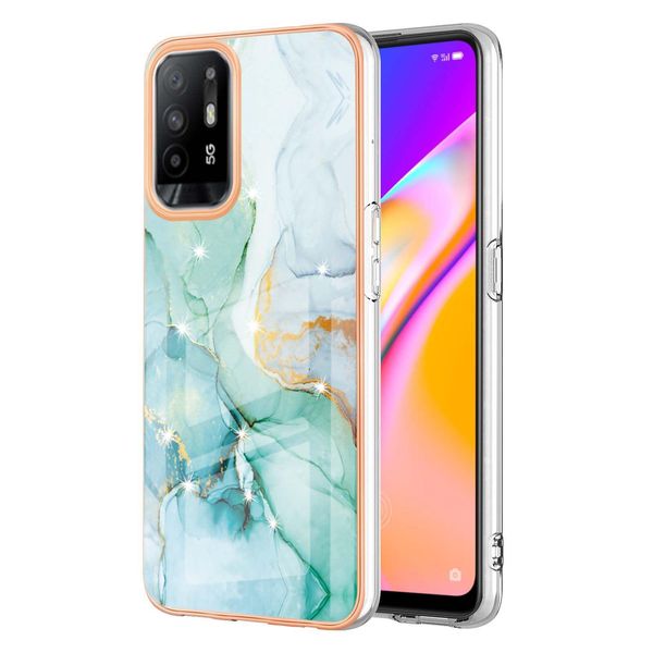 Custodia Per Oppo A94 5G, Sottile Marmo Antiurto Morbido Tpu Paraurti Verde-image