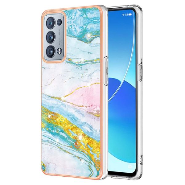 Custodia Per Oppo Reno6 Pro 5G, Sottile Marmo Antiurto Custodia Morbida Tpu Paraurti Oro-image