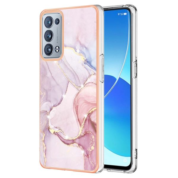 Custodia Per Oppo Reno6 Pro 5G, Sottile Marmo Antiurto Morbido Tpu Paraurti Rosa-image
