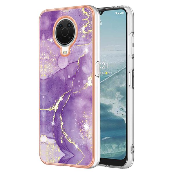 Custodia Per Nokia G20 / G10, Sottile Marmo Antiurto Morbido Tpu Paraurti Viola-image