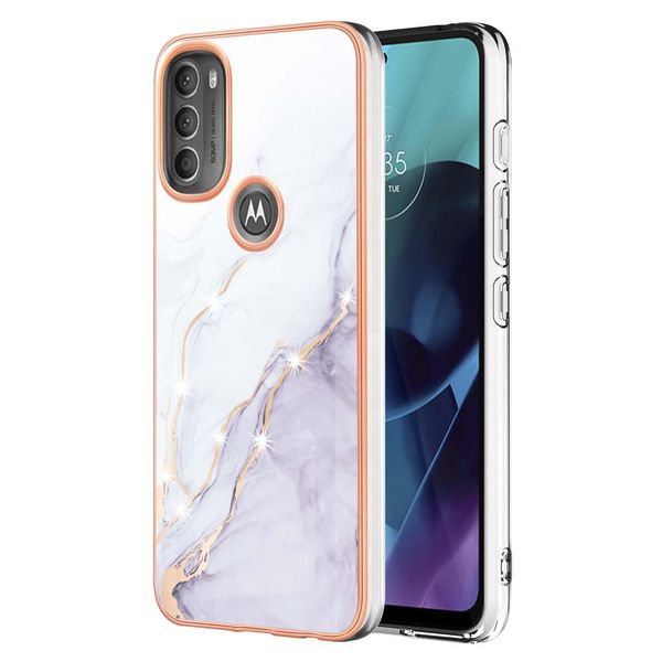 Custodia Per Motorola Moto G71 5G, Sottile Marmo Antiurto Custodia Morbida Tpu Paraurti Bianco-image