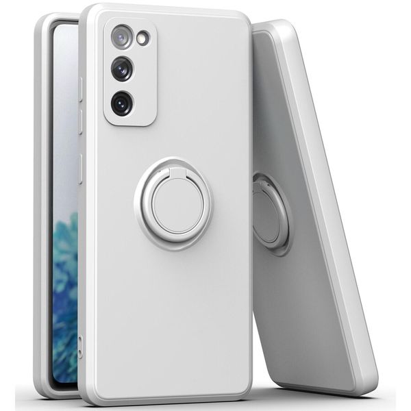Samsung S20 Fe Custodia, Con Supporto Ad Anello E Supporto, Resistente Ai Graffi, Custodia In Silicone Morbido Per Samsung Galaxy S20 FE/S20 Fe 5G/S20 Fe 2022 Bianco-image