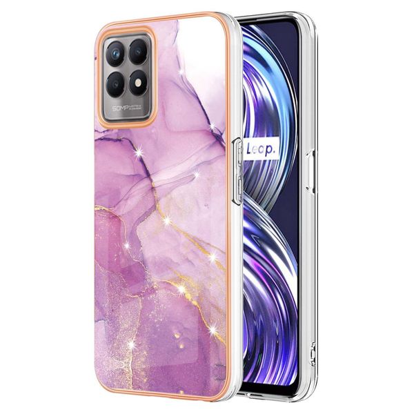 Custodia Per Oppo Realme 8I, Sottile Marmo Antiurto Morbido Tpu Paraurti Rosa-image