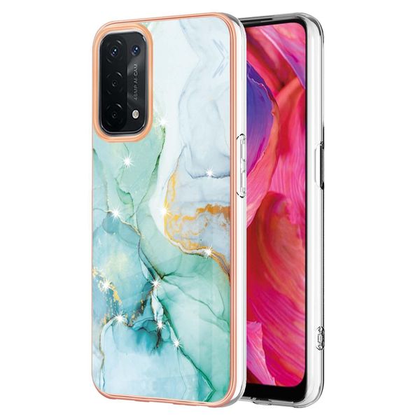 Custodia Per Oppo A54 5G, Sottile Marmo Antiurto Morbido Tpu Paraurti Verde-image