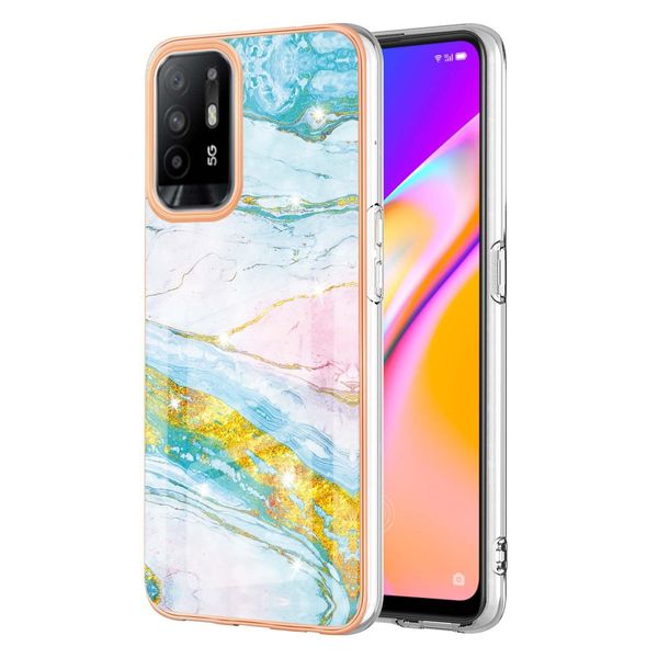 Custodia Per Oppo A94 5G, Sottile Marmo Antiurto Custodia Morbida Tpu Paraurti Oro-image