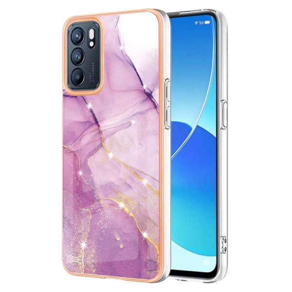 Custodia Per Oppo Reno6 5G, Sottile Marmo Antiurto Custodia Morbida Tpu Paraurti Rosa-image