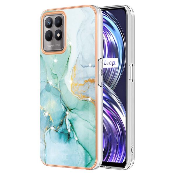 Custodia Per Oppo Realme 8I, Sottile Marmo Antiurto Morbido Tpu Paraurti Verde-image