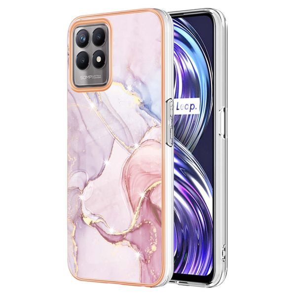 Custodia Per Oppo Realme 8I, Sottile Marmo Antiurto Morbido Tpu Paraurti Rosa-image