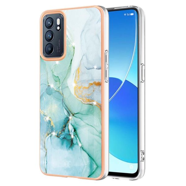 Custodia Per Oppo Reno6 5G, Sottile Marmo Antiurto Morbido Tpu Paraurti Verde-image