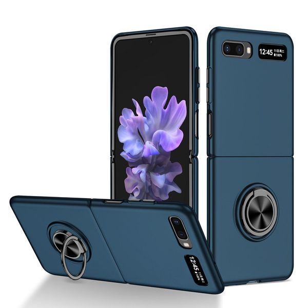 Custodia Rigida Sottile Per Samsung Galaxy Z Flip 5G, Con Supporto Ad Anello Blu Scuro-image