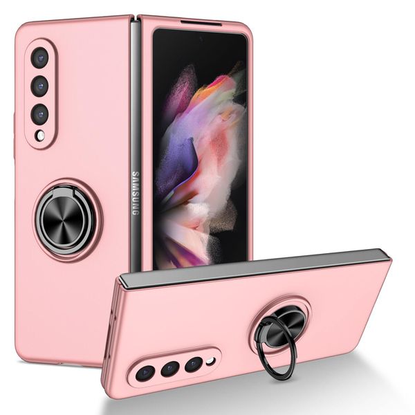 Custodia Rigida Sottile Per Samsung Galaxy Z Fold 3 5G, Con Supporto Ad Anello Rosa-image