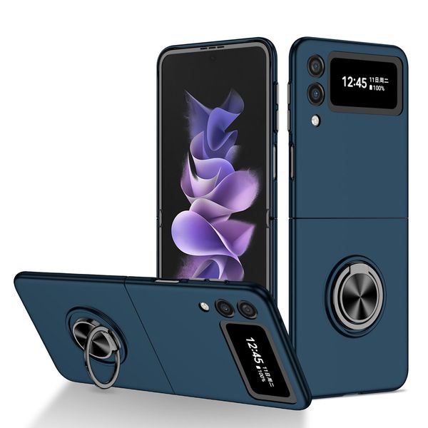 Custodia Rigida Sottile Per Samsung Galaxy Z Flip 3 5G, Con Supporto Ad Anello Blu Scuro-image
