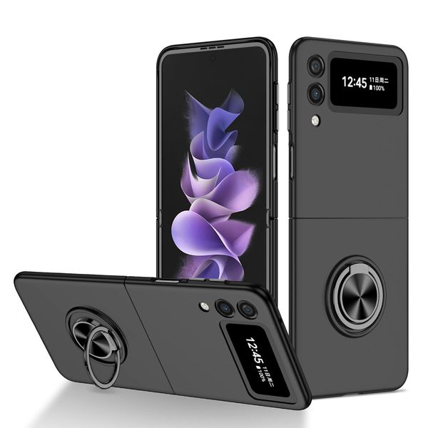 Custodia Rigida Sottile Per Samsung Galaxy Z Flip 3 5G, Con Supporto Ad Anello Nero-image