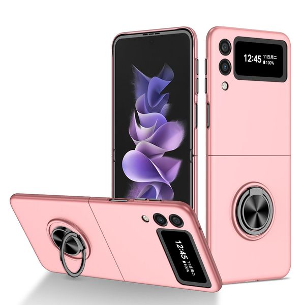 Custodia Rigida Sottile Per Samsung Galaxy Z Flip 3 5G, Con Supporto Ad Anello Rosa-image