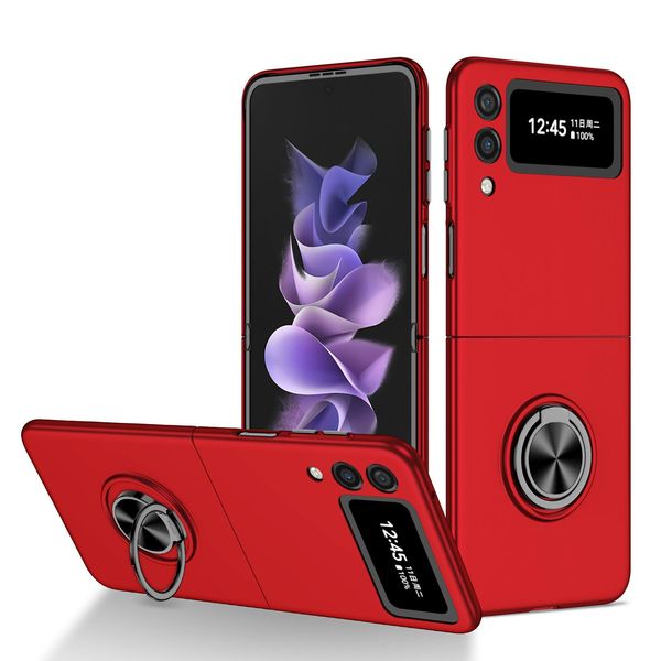 Custodia Rigida Sottile Per Samsung Galaxy Z Flip 3 5G, Con Supporto Ad Anello Rosso-image
